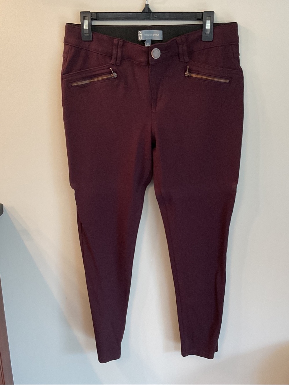 Wit & Wisdom Burgundy Skinny Ponte Ankle Pants
